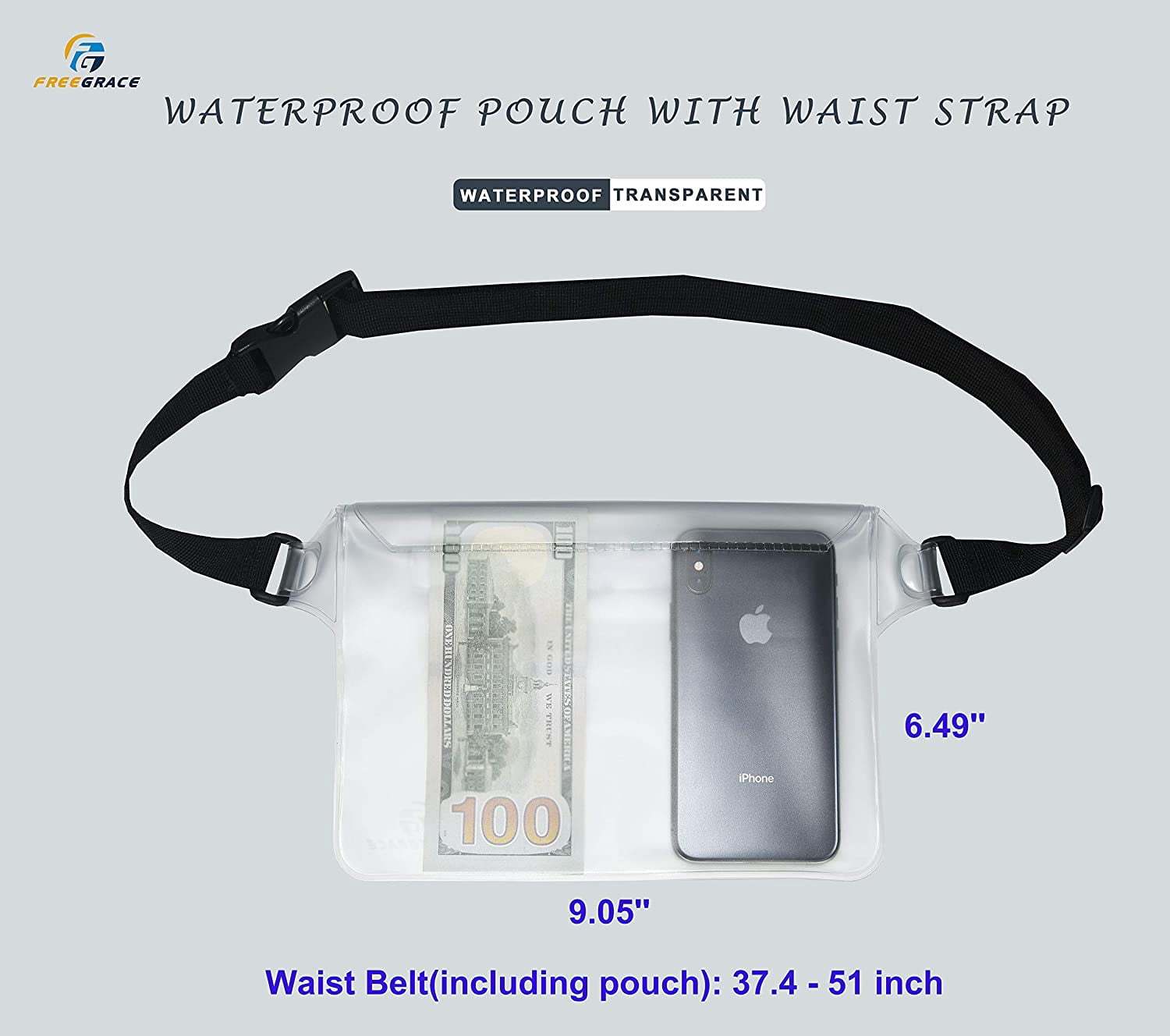 Waterproof Pouches with Waist Strap / Pouch Case Bundle Set- Keep Your Phone & Valuables Dry and Safe - Bags for Boating Swimming Snorkeling Kayaking Beach Water Parks Pool