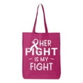 thumbnail image 2 of Tote Bag "In This Family No One Fights Alone" Survivor Support Eco Cotton Reusable Bag Purple 6oz, 2 of 2