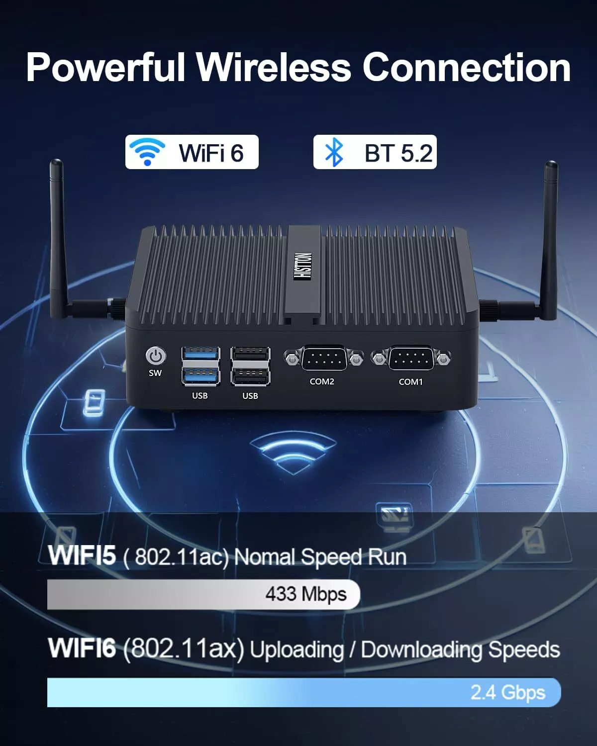 Fanless Mini PC N100, Intel Alder Lake N100 (3.4GHz), 8GB DDR4 RAM 256GB SSD