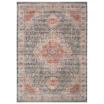SAFAVIEH Kenitra Zlata Oriental Polyester Area Rug, Blue/Ivory, 9' x 12'