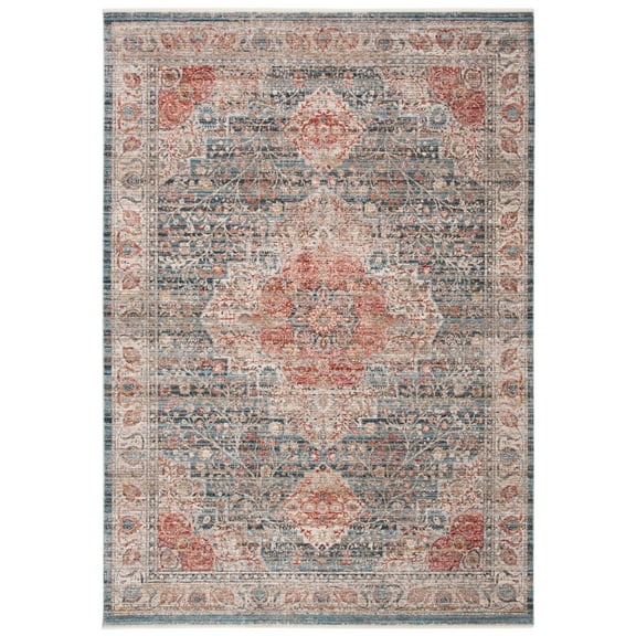 SAFAVIEH Kenitra Zlata Oriental Polyester Area Rug, Blue/Ivory, 9' x 12'