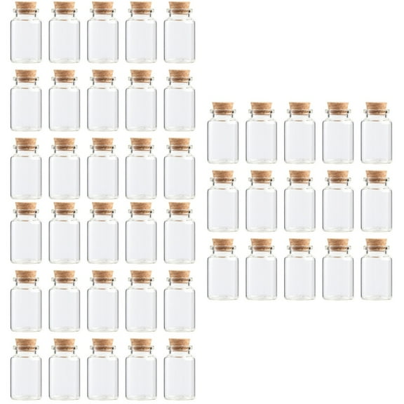 unbranded 60 pcs  Cork Glass Bottles Transparent Wish Jars Mini Storage Bottle Tea Subpacking Bottles Flower Tea Bottle for Home Party (30x50mm 20ml)
