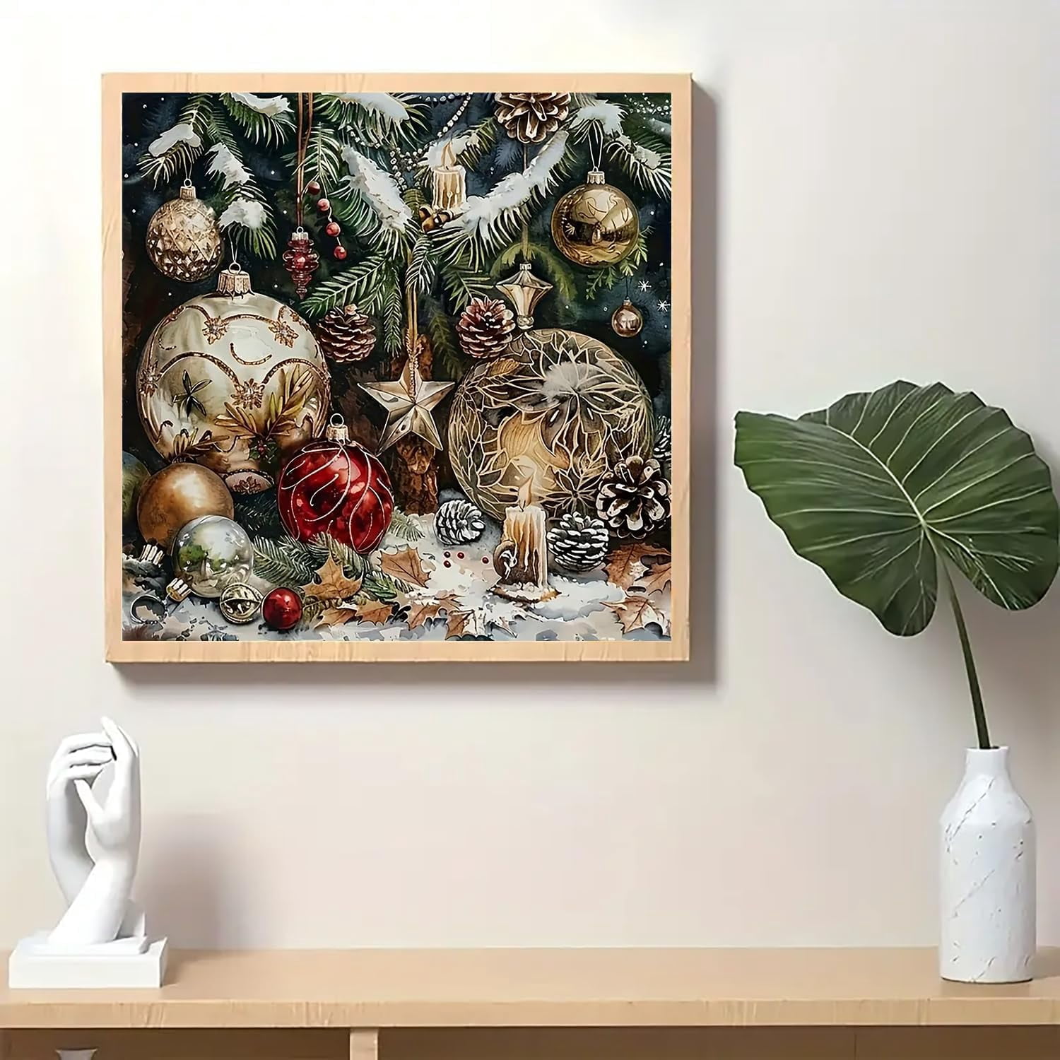 Adult Christmas Baubles & Candles Diamond Painting Kit — Beginner-Friendly Winter DIY Set — 5D Full-Drill Gem Dot Art Kit — Home Wall Decor (40 x 40 cm, Unframed)