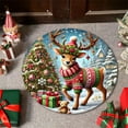 thumbnail image 6 of Christmas Round Area Rugs, Non-Slip Holiday Doormat with Santa Reindeer Patterns for Living Room Doorway Decor(A), 6 of 6
