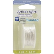 Artistic Wire, Twisted Craft Wire 22 Gauge Thick, 4 Yard Spool, Tarnish Resistant Silver