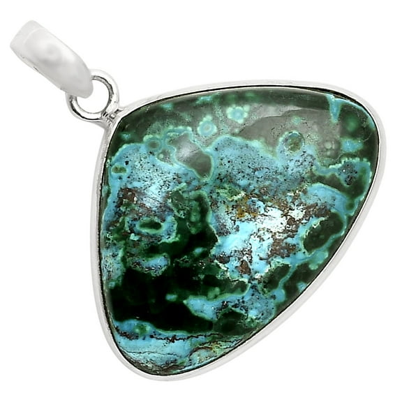 Azurite In Malachite - Morenci Mines 925 Sterling Silver Pendant Jewelry P-1001 SDP157930