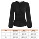 thumbnail image 2 of Camiseta con cuello en V profundo para mujer, mangas largas abullonadas, cintura fruncida, Color puro, blusa holgada, negro L, 2 of 2