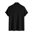 thumbnail image 3 of Boyscolos Men's Solid Color Turndown Collar Button Pullover Short Sleeve Knit Sweater, Breathable Casual Tops Black L, 3 of 7