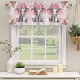 thumbnail image 3 of 2 Pack Valances for Windows, Pink Elephant Window Valances for Living Room/Bedroom/Bathroom, Cute Wildlife Animals Watercolor Flowers Light Filtering Kitchen Curtain Valance 60"W x18" L, 3 of 9