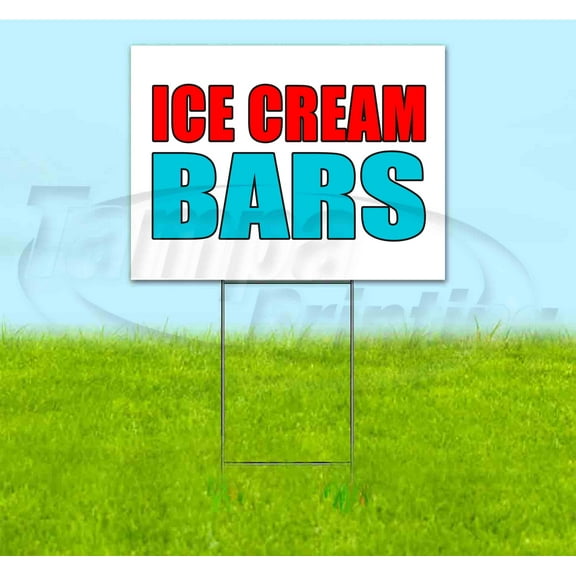 Ice Cream Bars (18"x24") Corrugated Plastic Yard Sign, Bandit, Lawn, Decorations, New, Advertising, USA
