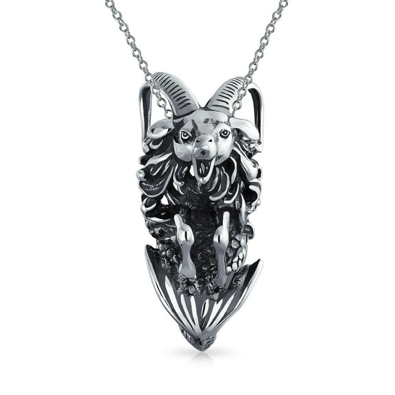 Bling Jewelry Womens Unisex Vintage Zodiac Sign Pendant Necklace in Oxidized Sterling Silver