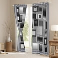 thumbnail image 3 of Homewish Classic Geometric Checkered Curtains Pack of 2 (42x84 Each),Modern Abstract Buffalo Curtains Blackout,Gray Black Bedroom Curtains For Adults,Breathable Home Decor, 3 of 6