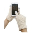 thumbnail image 2 of Simplicity Women's Three Fingers Touchscreen Wool Knit Gloves, Vanilla, 2 of 4