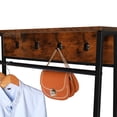 thumbnail image 4 of Entryway Hall Trees with Hooks, Storage Shelves and Shoes Bench, Freestanding Closet Organizer Clothes Rack with Coat Rack, Closet Garments Shelf for Hallway, Bedroom-Black Vingtage Walnut, 4 of 9