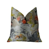 Plutus PBRAZ382-2424-DP Fairy Garden Gray Yellow & Coral Handmade Luxury Pillow, 24 x 24 in.