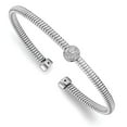 thumbnail image 2 of Sterling Silver Polished Textured CZ Circle Flexible Cuff Bangle, 2 of 3