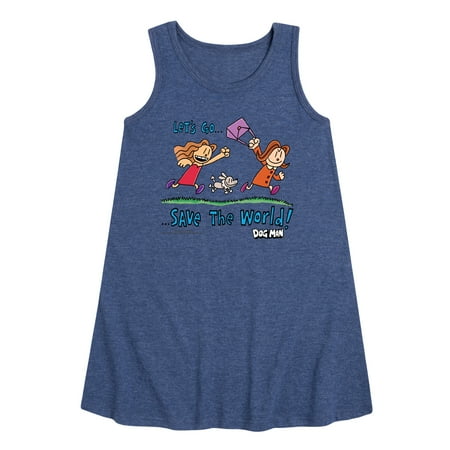 

Dog Man - Let s Go Save The World - Toddler and Youth Girls A-line Dress