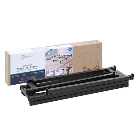 MAINSTAYS 7″ TWIN/FULL/QUEEN SIZE ADJUSTABLE METAL BED FRAME, BLACK, BOX SPRING REQUIRED (SOLD SEPARATELY)