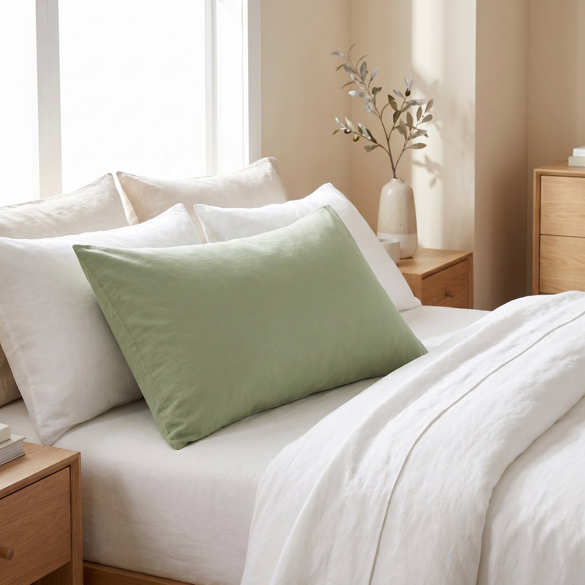Unique Bargains 2 Pack Cotton Pillowcase Envelope Closure Bedding Light yellow - Green