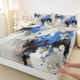 thumbnail image 2 of Manfei Chic Blue Artwork Full Size Sheets for Adult, Watercolor Abstract Bed Sheets, Vintage Oil Printing Sheet Sets, Luxury Bedroom Decor, 4 Pieces, 2 of 6