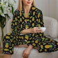 thumbnail image 6 of Yiaed Pineapple Print Pajamas Women's Long Sleeve Sleepwear Soft Button Down Loungewear Pjs Lounge Set Nightwear Womens Pajama Pants-Medium, 6 of 7