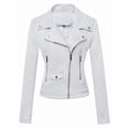 thumbnail image 3 of Women'S Faux Leather Moto Biker Short Coat Jacket White XXL, 3 of 9