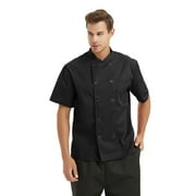 TopTie Unisex Short Sleeve Chef Coat Jacket, Black