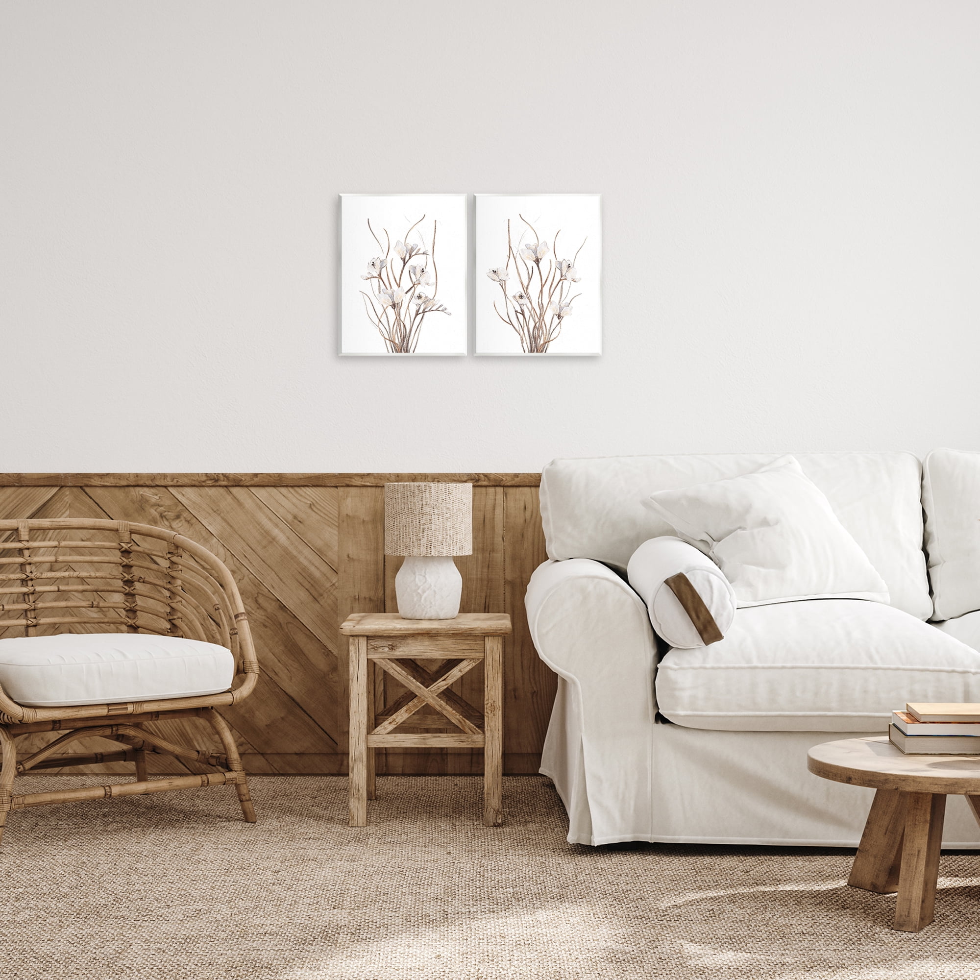 Stupell Industries Curly Branches Wildflowers 2 Piece Wall Plaque Art Set, design by Lanie Loreth