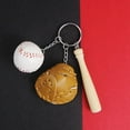 thumbnail image 6 of Baseball Keychain with Brown Glove and Wooden Bat for Men Women Mini PU Leather Softball Sprot Bag Charm Key Ring Pendants Decorations for Birthday Father's Day Thanksgiving Present diy, 6 of 9