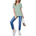 thumbnail image 4 of Mint Plus Pink - Solid V-Neck Casual Tops - Luxuriously Comfortable Tri- Blend Delight, 4 of 5