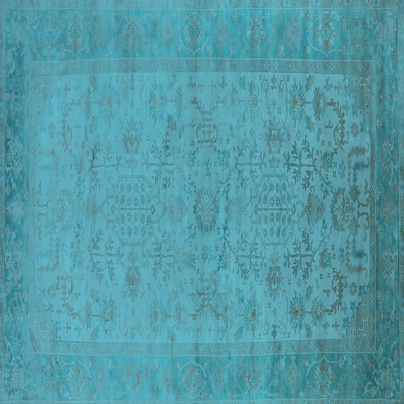 Ahgly Company Indoor Square Oriental Light Blue Industrial Area Rugs, 3' Square