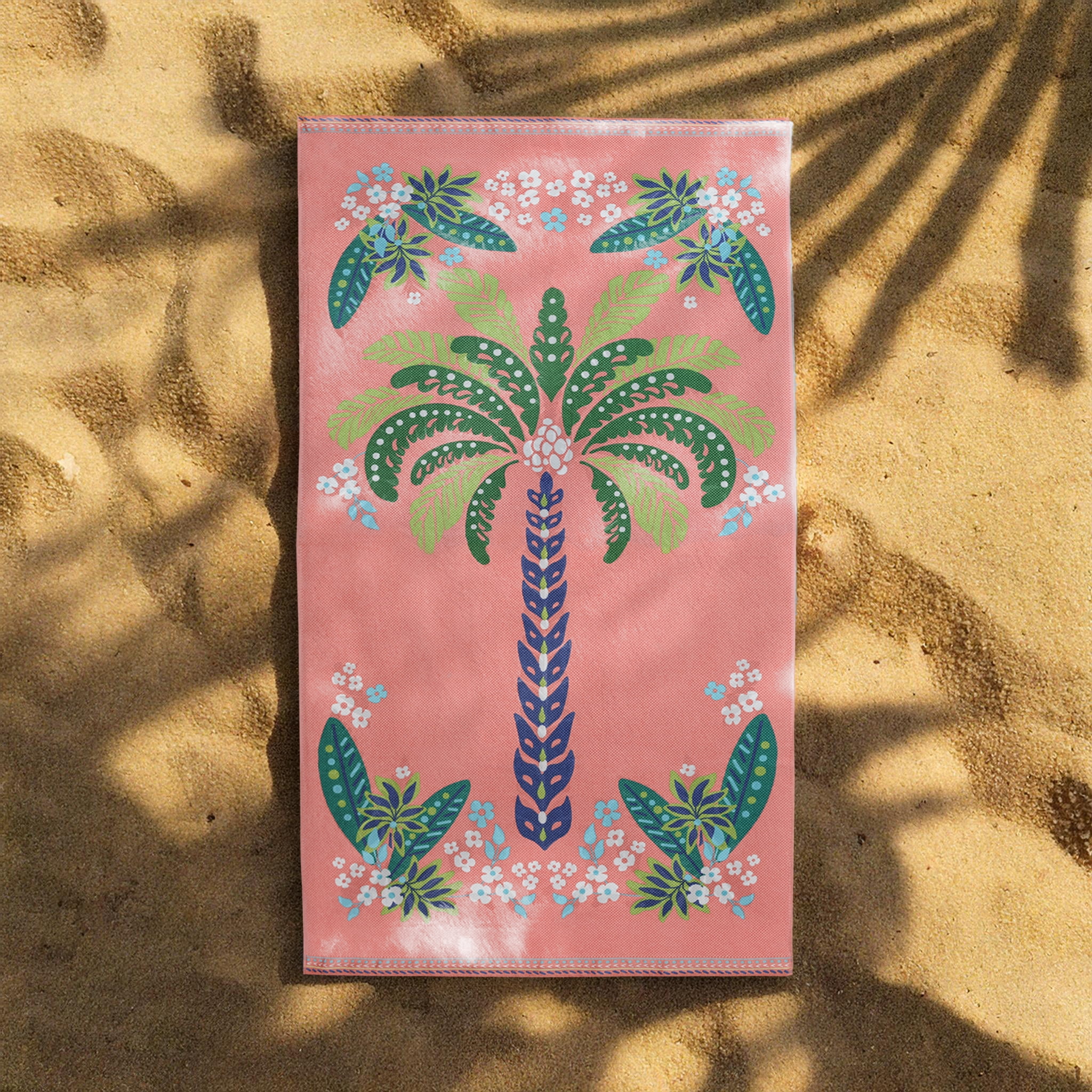 Better Homes & Gardens Oversized Printed Palm Tree 100% Cotton Velour Beach Towel, 38” x 72"