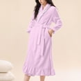 thumbnail image 6 of KyCheLot Womens Bathrobe with Belt Elegant Flannel Soft Warm Lightweight Home Long Robe for Women Winter, 6 of 6