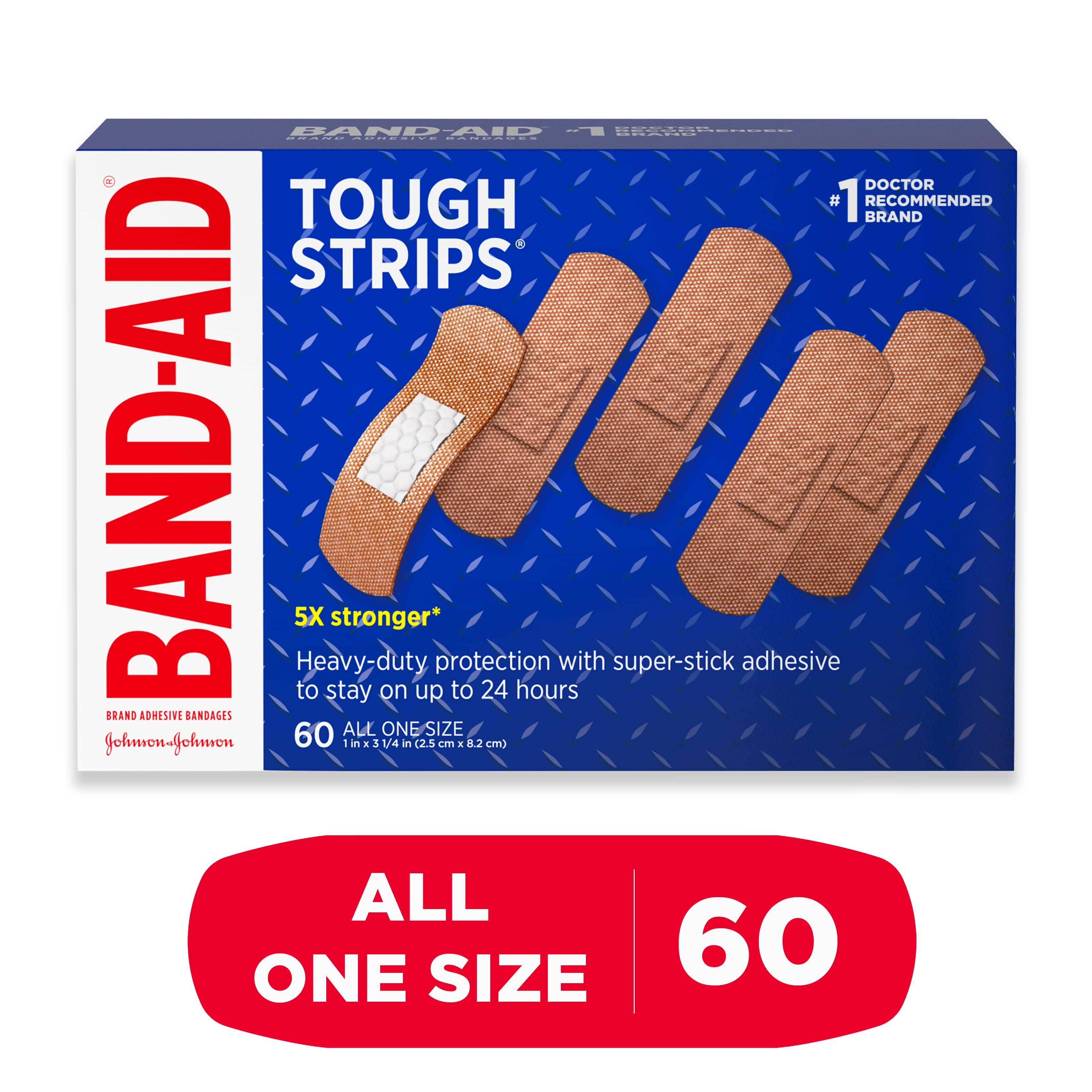 BandAid Brand Tough Strips Adhesive Bandage, All One Size, 60 ct