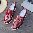 thumbnail image 3 of GERsome Women's Loafer Flats Round Toe PU Leather Slip-On Work Shoes Casual Comfort Walking Dressy Shoes, Red Size 6.5, 3 of 9