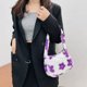thumbnail image 1 of Bolso de hombro pequeño con estampado de flores de felpa para mujer (flor morada) Tmvgtek Para estrenar, 1 of 9