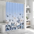 thumbnail image 5 of Blue Butterflies Shower Curtain Set - Extra Long 72" x 96" Washable Bathtub Curtain with 12 Hooks, Elegant Pastoral Watercolor Waterproof Fabric Stall Shower Curtains for Bathroom/Bathtub Décor, 5 of 6