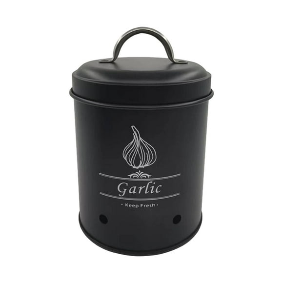 Farmhouse Storage Tins Food Container Fresh Vegetable Keeper Multifunctional Metal Vintage Vegetables Storage Bin for Counter black garlic