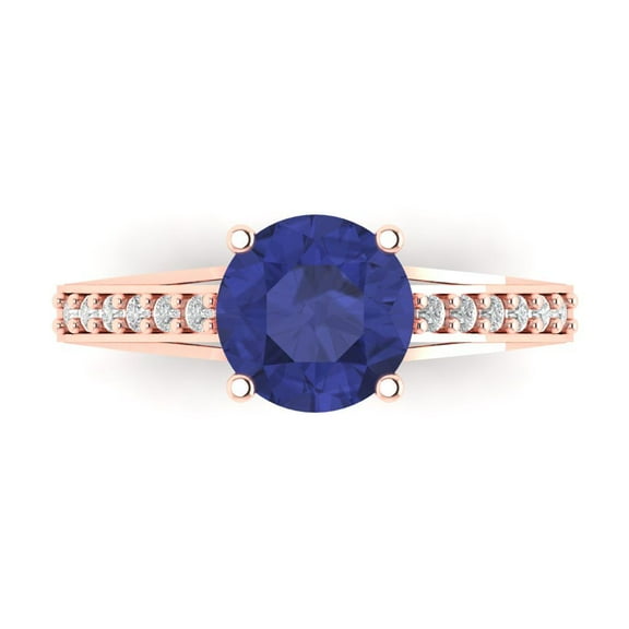 Clara Pucci 14K Rose Gold 2.21ct Tanzanite Solitaire with Accents Ring