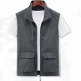 thumbnail image 3 of Bcfgryg Men's Jacket Vest Overalls Vest M Ulti Pocket Outdoor Casual Solid Color Simple Slim Stand C Ollar Comfortable Vest for Men, 3 of 3