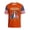 Orange, variant on Men's US 250th Anniversary T-Shirt with Jet Smoke Flag and America Strong Text Featuring Star Spangled Sleeves Army Green L