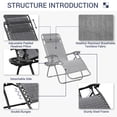 thumbnail image 4 of BELLEZE Zero Anti Gravity Reclining Gray Chairs Set of 2 Tray Cup Holder Mobile Device Slot Holder Outdoor, 4 of 7