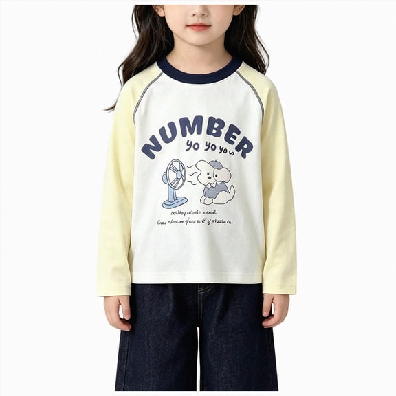 Gubotare Kids Toddler Girls Long Sleeve T-Shirts Graphic Tees 7T 8T (Yellow,7-8 Years)