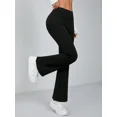 thumbnail image 4 of Women's Petite Navy Blue Textured Knit Flare Sweatpants, 4 of 10