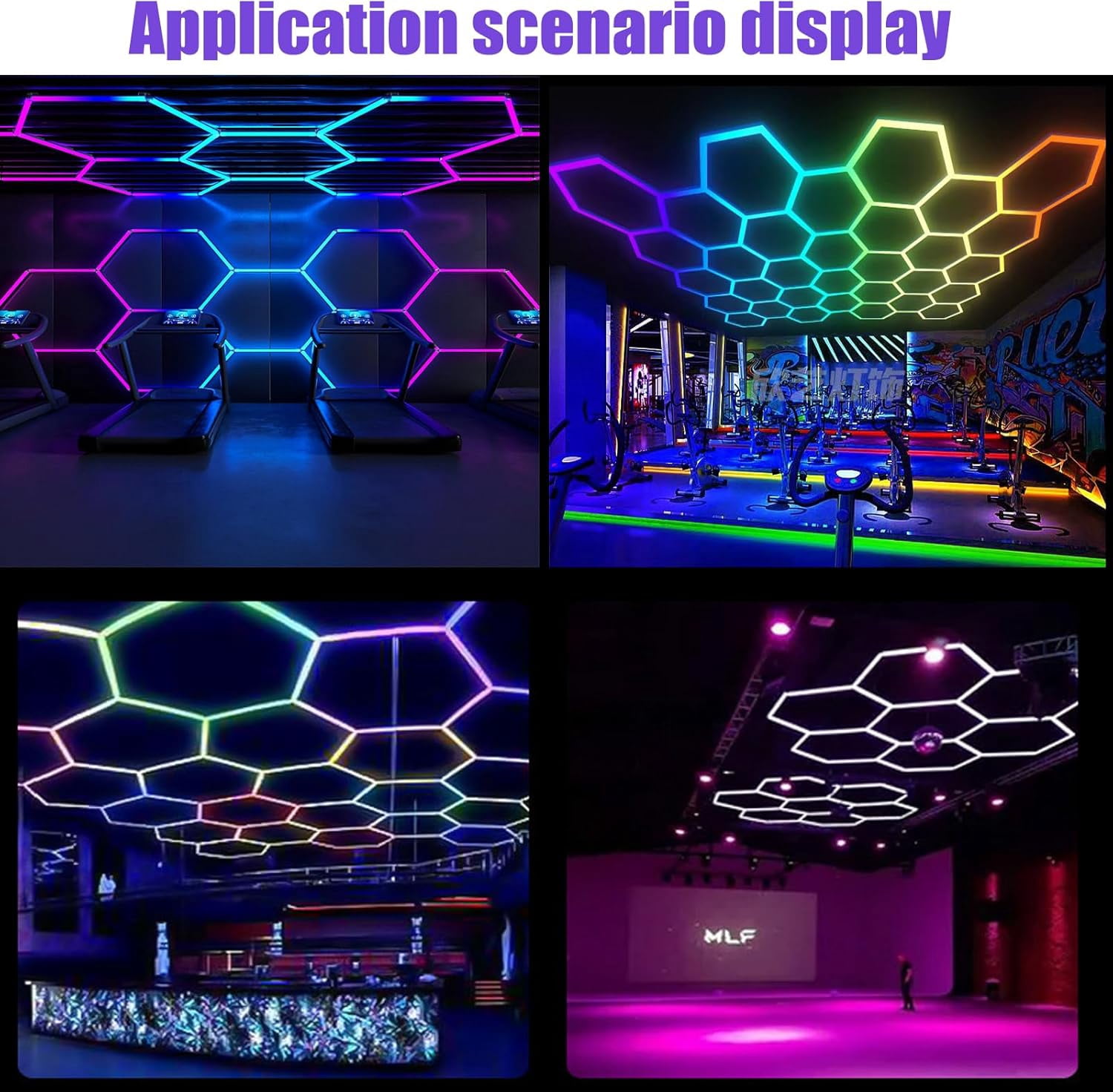 RGB Hexagon Garage Lights, LED Hexagon Lights for Gaming Room, Smart App & Remote Control, DIY Honeycomb Ceiling Light for Studio Gym Basement Decor