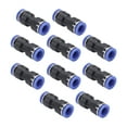 thumbnail image 1 of Conectores de aire rectos de 10 mm / 3/8" para manguera de aire, 10 piezas, tono azul, negro y plateado, 1 of 1
