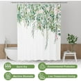 thumbnail image 4 of Floral Shower Curtain Green, Cloth Sage Green Shower Curtains for Bathroom Decor, Rustic Fabric Washable Eucalyptus Flower and Leaves Shower Curtain Sets with 12 Metal Hooks, 72x72 Inches, 4 of 6
