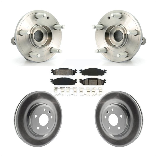 Transit Auto Front Hub Bearing Assembly Coated Disc Brake Rotors and Semi-Metallic Pads Kit for Car Ford Explorer KBB-103935