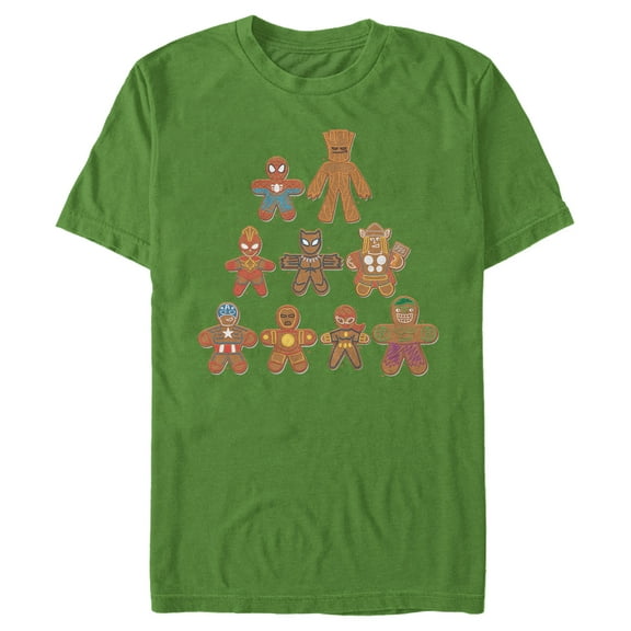 Men's Marvel Christmas Gingerbread Cookie Tree  Graphic Tee Kelly Green Small