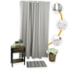 thumbnail image 1 of Cortina de baño de tela lavable Gaon beige con ojillos de aluminio y ganchos, 1 of 5